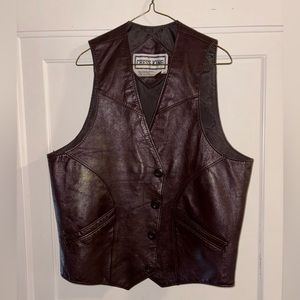 Brown leather vest